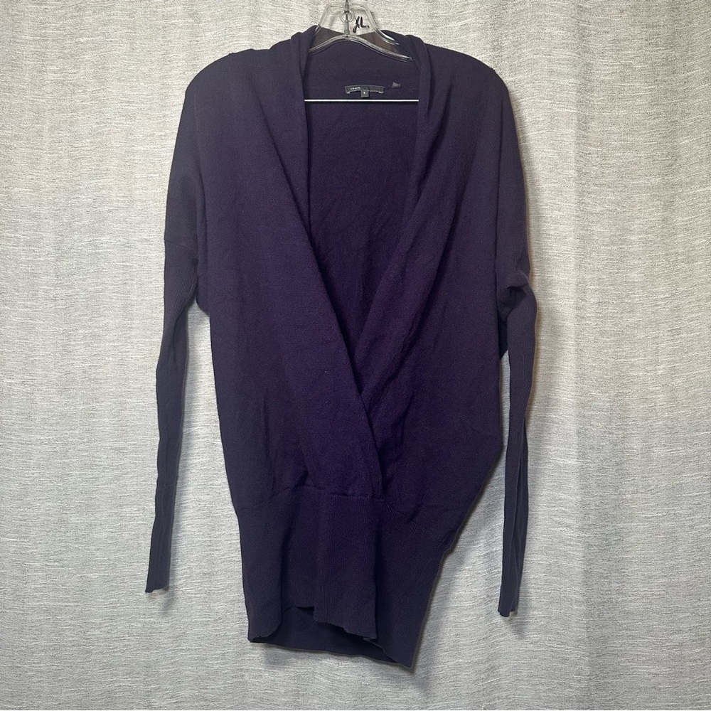 Vince 100% Cashmere Deep Purple Women's Cross Front Sweater Top Size Small